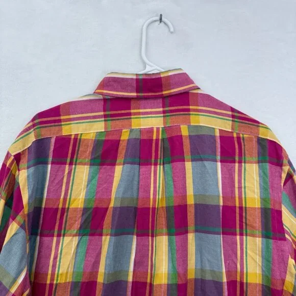 Ralph Lauren Shirt Mens L Multicolor Colorful Madras Plaid Pony Custom Fit - Picture 9 of 9